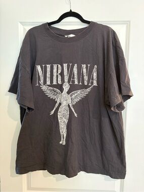 H&M Charcoal Gray Nirvana Graphic Tee